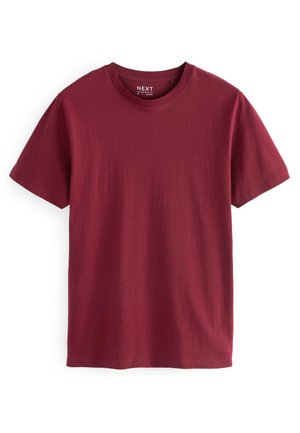 Bordo īsām piedurknēm T-krekls, kas izgatavots no kokvilnas, ar apaļu kakla izgriezumu un gludu tekstūru, ar vienkāršu, minimālistisku dizainu.