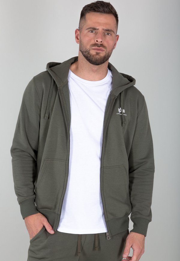 BASIC SMALL LOGO - Zip-up sweatshirt - dark olive2