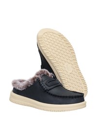HEYDUDE WENDY NXT MULE LEATHER COZY - Pantuflas - black black