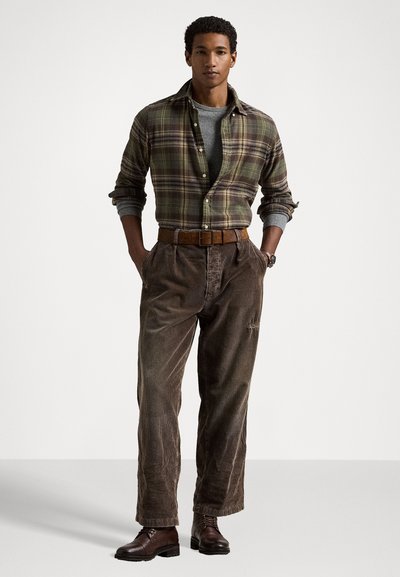 Polo Ralph Lauren CUSTOM FIT PLAID BRUSHED FLANNEL SHIRT - Shirt - olive/brown