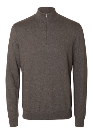Selected, SLHBERG LS HALF ZIP NOOS - Strickpullover - morel