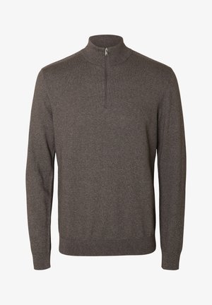 Selected, SLHBERG LS HALF ZIP NOOS - Strickpullover - morel