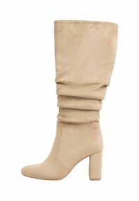 REGULAR FIT-RUCHED BLOCK HEEL - Vysoká obuv - camel