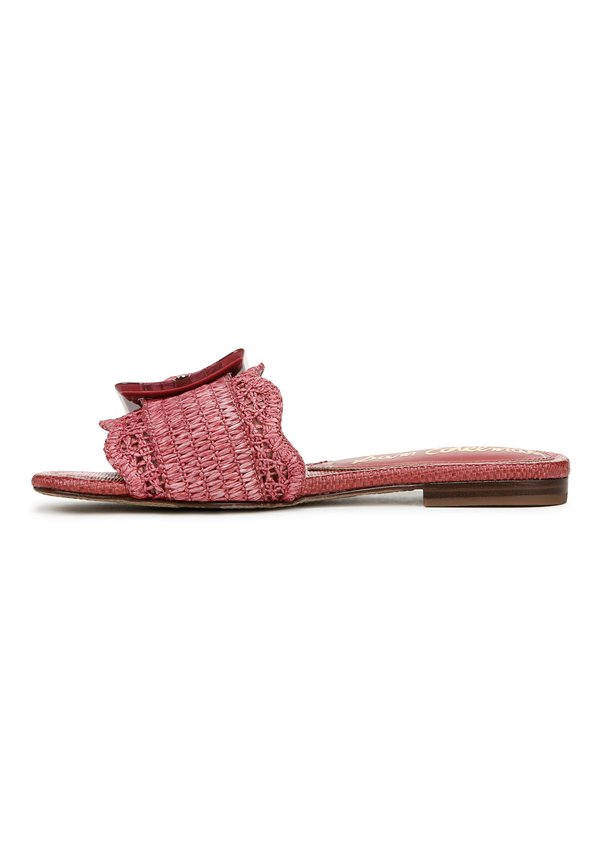 Pantolette flach - dark rose raffia