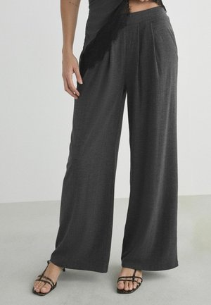 Next, REGULAR FIT - WIDE LEG TROUSERS - Trousers - charcoal grey