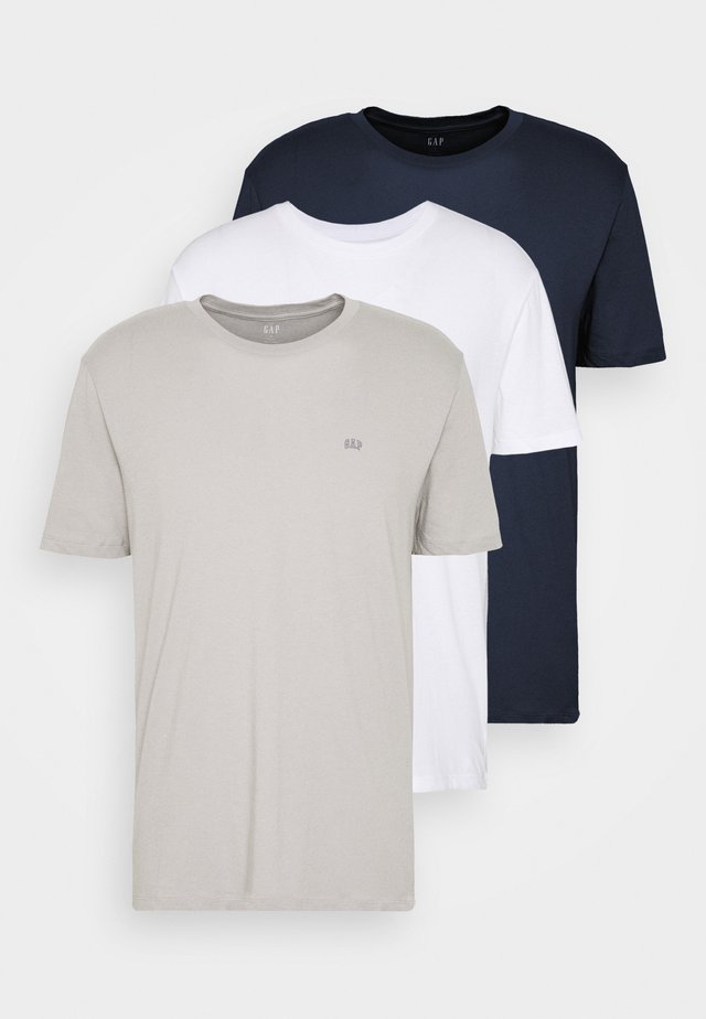 CREW 3 PACK - Basic T-shirt - dark blue/white/taupe