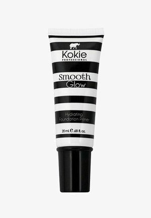 Kostuttava meikkipohjan pohjustaja 20 mL musta-valkoisessa raidallisessa tuubissa. Varustettu mustalla kannella, jossa lukee "Smooth Glow". Sileä, kiiltävä koostumus.