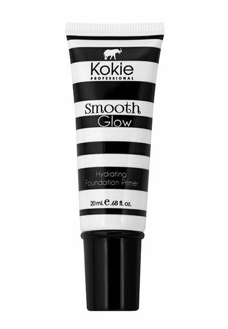 Fuktgivande foundationprimal i en 20 ml svart- och vitrandig tub. Har ett svart lock med etiketten "smooth Glow." Slät, glänsande textur.