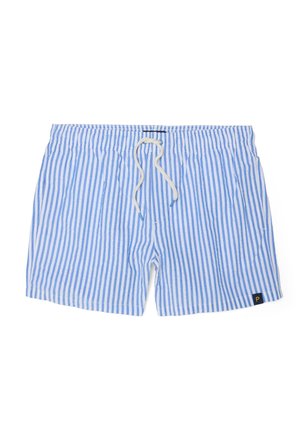 PIOMBO, BLUE AND WHITE STRIPED PURE COTTON SWIM SHORTS - Badeshorts - white light blue