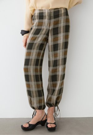 Massimo Dutti, CHECK PRINT SAROUEL TROUSERS - Bukser - green