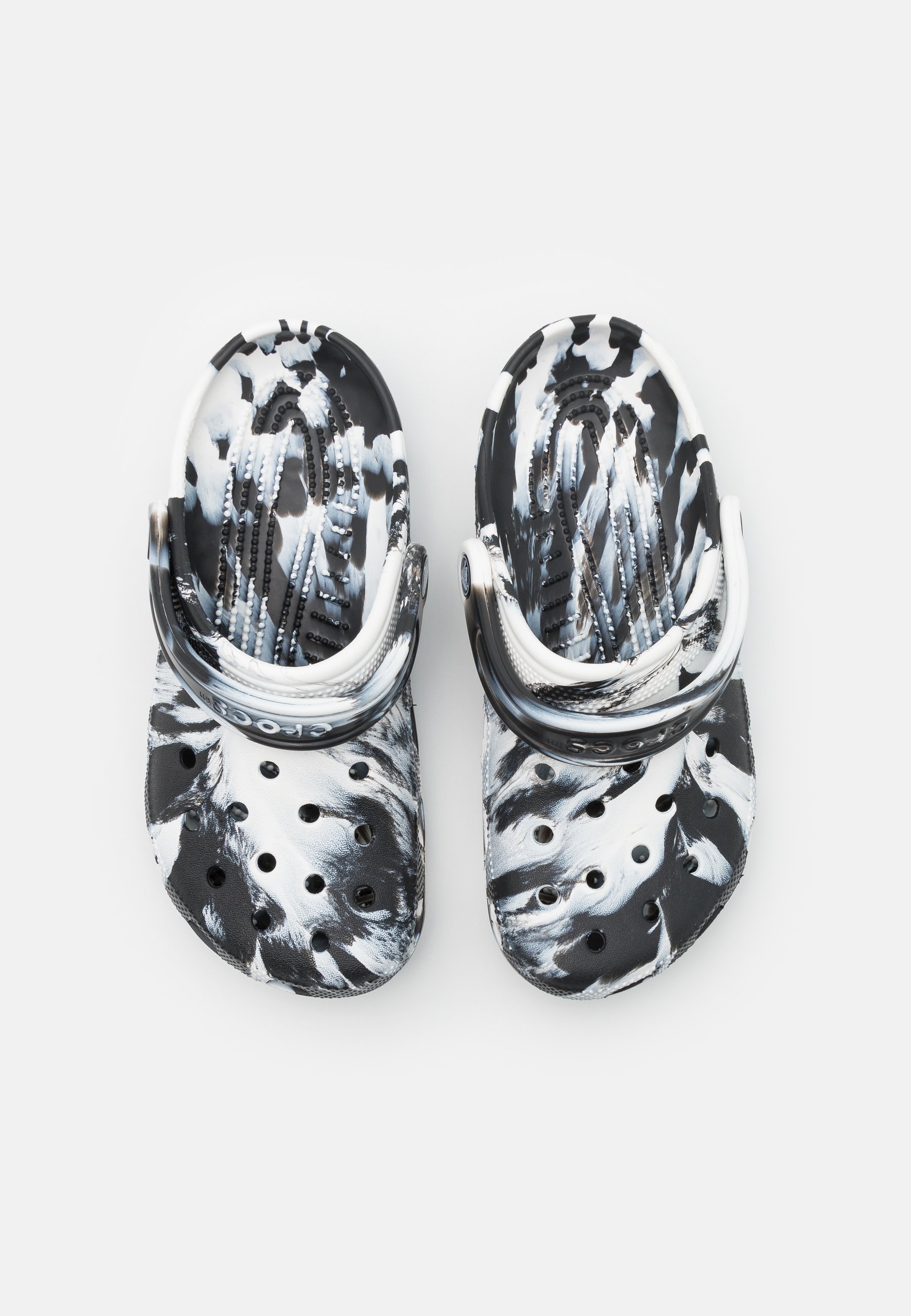 marble crocs black and white