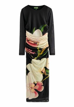 Maksi suknelė - black placement floral