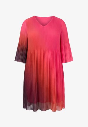 Ulla Popken, ALLOVER PLEATED SHORT SLEEVE GRADIENT DRESS - Jurk - fuchsia pink