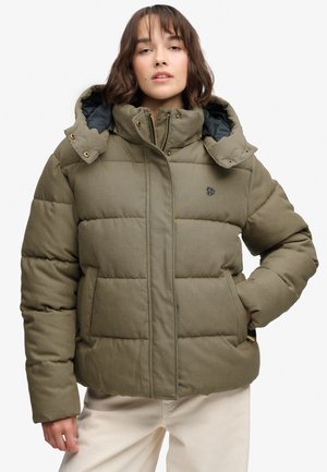 Superdry & Co, SUPERDRY PREMIUM HOODED CHECK PUFFER JACKET.. - Chaqueta de invierno - brown heritage check