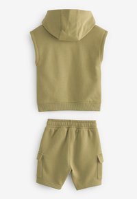 Next SHORT SLEEVE SET - REGULAR FIT - Pulover s kapuco - khaki green