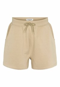 Beige shorts gemaakt van een zachte katoenmix, met een elastische tailleband en een trekkoord, twee zijzakken en een ontspannen pasvorm.