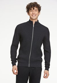 O-NECK STRUCTURE - Tröja med dragkedja - dk navy mel