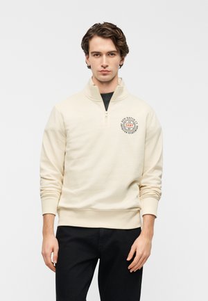 GRAPHIC HALF ZIP - Sweater - cream