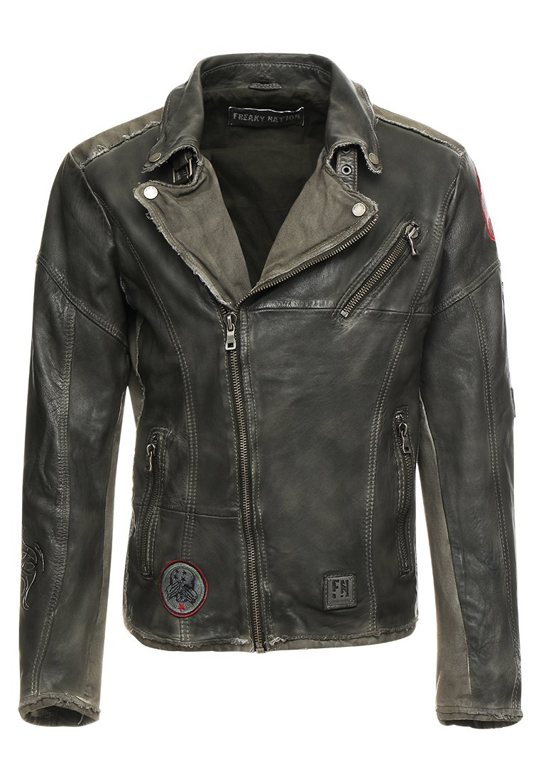 Freaky Nation ROCKATANSKY Leren jas oliv Zalando.nl Freaky Nation ROCKY MOUNTAINS Leren jas dark cognac