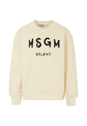 Felpa crema con lettering nero "MSGM MILANO". Caratterizzata da un colletto a girocollo e polsini a coste. Realizzata in tessuto morbido e testurizzato.