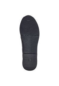 Suola di scarpa in gomma nera con un motivo testurizzato e ondulato e indicatore di taglia '37' in un design circolare nell'area del tallone.