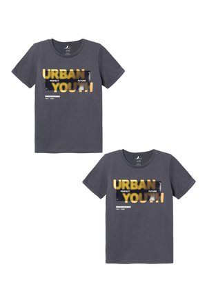 Name it 2ER-SET DESIGN LOCKERES RUNDHALS  - T-Shirt print - blau
