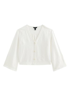 New Look, CRINKLE TEXTURE V-NECK SHIRT - Blusa - cream