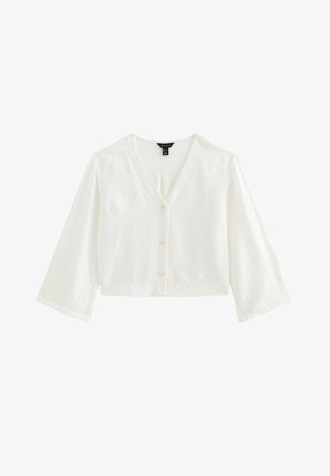 New Look, CRINKLE TEXTURE V-NECK SHIRT - Blusa - cream