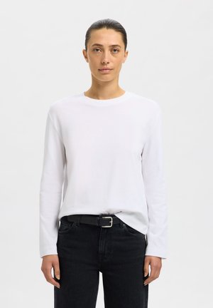 Selected, SLFESSENTIAL LS BOXY TEE NOOS - Longsleeve - bright white