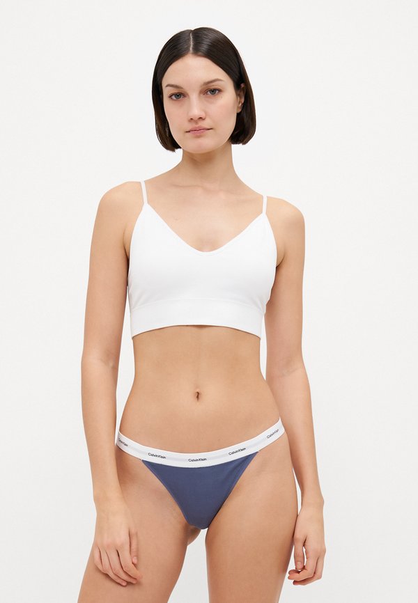 STRING THONG COTTON STRETCH RIB - Thong - grisaille2