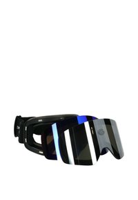 Skibril met zwarte schuimvoering en verstelbare band. De lens heeft een verloop van blauw naar een donkere tint met een spiegeleffect en biedt brede dekking.