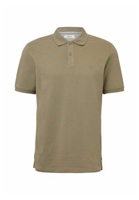 Khakifarbenes Poloshirt aus strukturiertem Baumwollgemisch. Mit Kragen, einer Knopfleiste mit drei Knöpfen und seitlichen Schlitzen für optimale Bewegungsfreiheit.