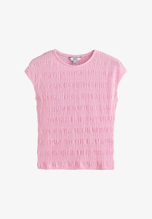 Next, REGULAR FIT - SHORT SLEEVE TEXTURED CREW NECK TOP . - Blouse - pink