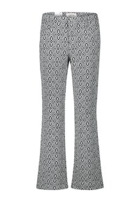 Pantaloni a zampa d'elefante con un motivo geometrico in bianco e nero, dotati di un elastico in vita standard e tasche frontali. Tessuto in cotone con leggera elasticità.