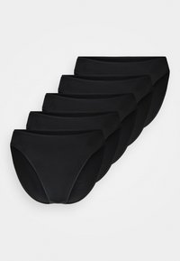 Zwarte katoenen briefs in een verpakking van vijf. Kenmerkt zich door een gladde textuur, een mid-rise snit en een elastische tailleband voor comfort.