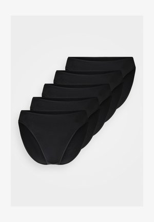 Culottes en coton noir dans un pack de cinq. Présentent une texture lisse, une coupe mi-haute et une ceinture élastique pour plus de confort.