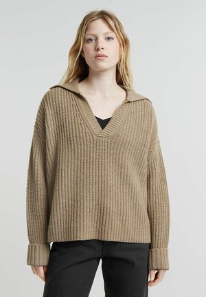 G-STAR HEAVY KNITTED LOOSE POLO - Jumper - sandstorm