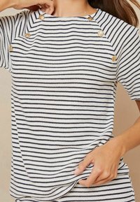 Lipsy SHORT SLEEVES ROUND NECK -REGULAR FIT - Apdrukāts T-krekls - white navy blue stripe