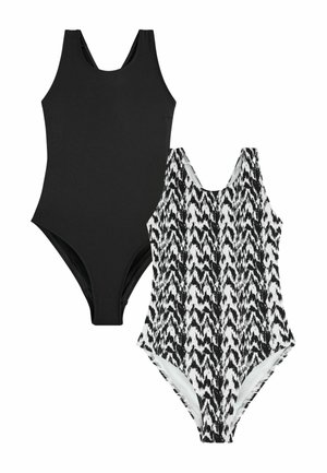 TALL FIT - HIGH NECK 2 PACK - Costum de baie - black monochrome ikat
