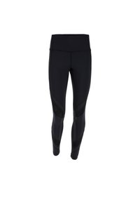 Leggings sportivi neri con un alto punto vita, dotati di pannelli laterali testurizzati e un design elegante e aderente. Tessuto morbido e stretch.