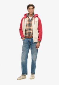 Superdry & Co ESSENTIAL BASEBALL - Sudadera con cremallera - oatmeal cranberry crush red
