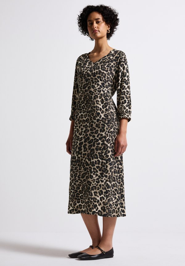 GEMUSTERTES MIDI - Freizeitkleid - schwarz