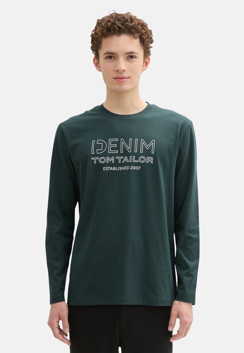 TOM TAILOR DENIM LOGO  - Long sleeved top - dunkelgrün