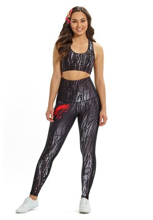HWL107-RED GERBERA HIGH WAIST - Leggings - red gerbera