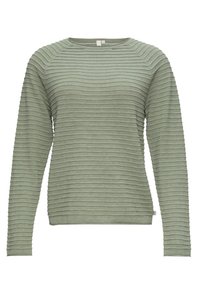 Ljusgrön tröja med långa ärmar, med en strukturerad ribbad design. Rund halsringning och rak nederkant med subtilt varumärkesdetalj.