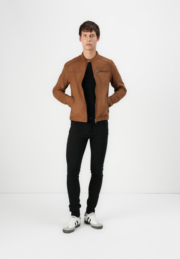 JJEROCKY JACKET - Faux leather jacket - cognac2