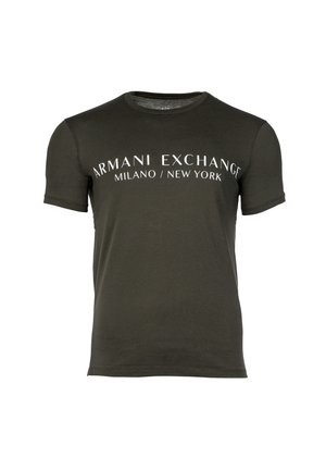 Armani Exchange SCHRIFTZUG RUNDHALS STRETCH - T-Shirt print - black olive