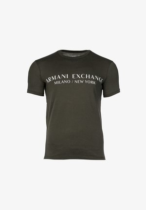 Armani Exchange SCHRIFTZUG RUNDHALS STRETCH - T-Shirt print - black olive