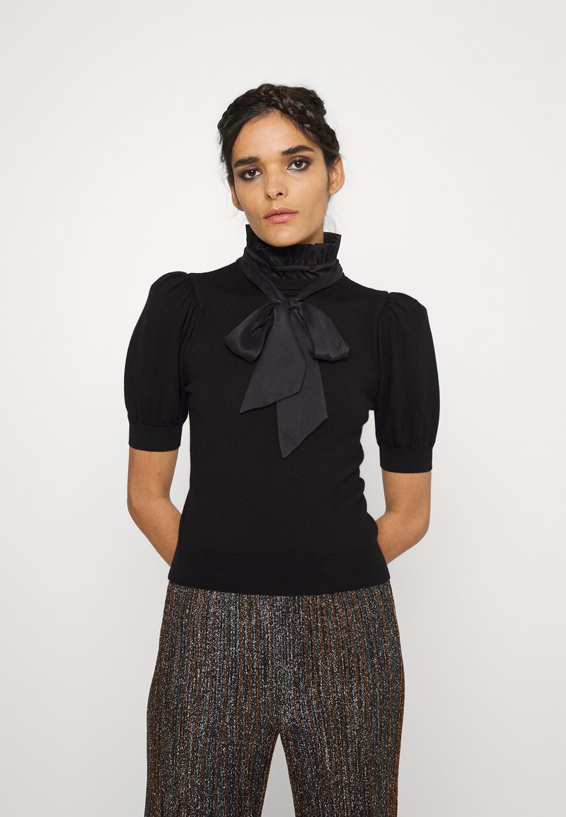 Alice + Olivia CHASE PUFF RUFFLE - T-shirt estampada - black