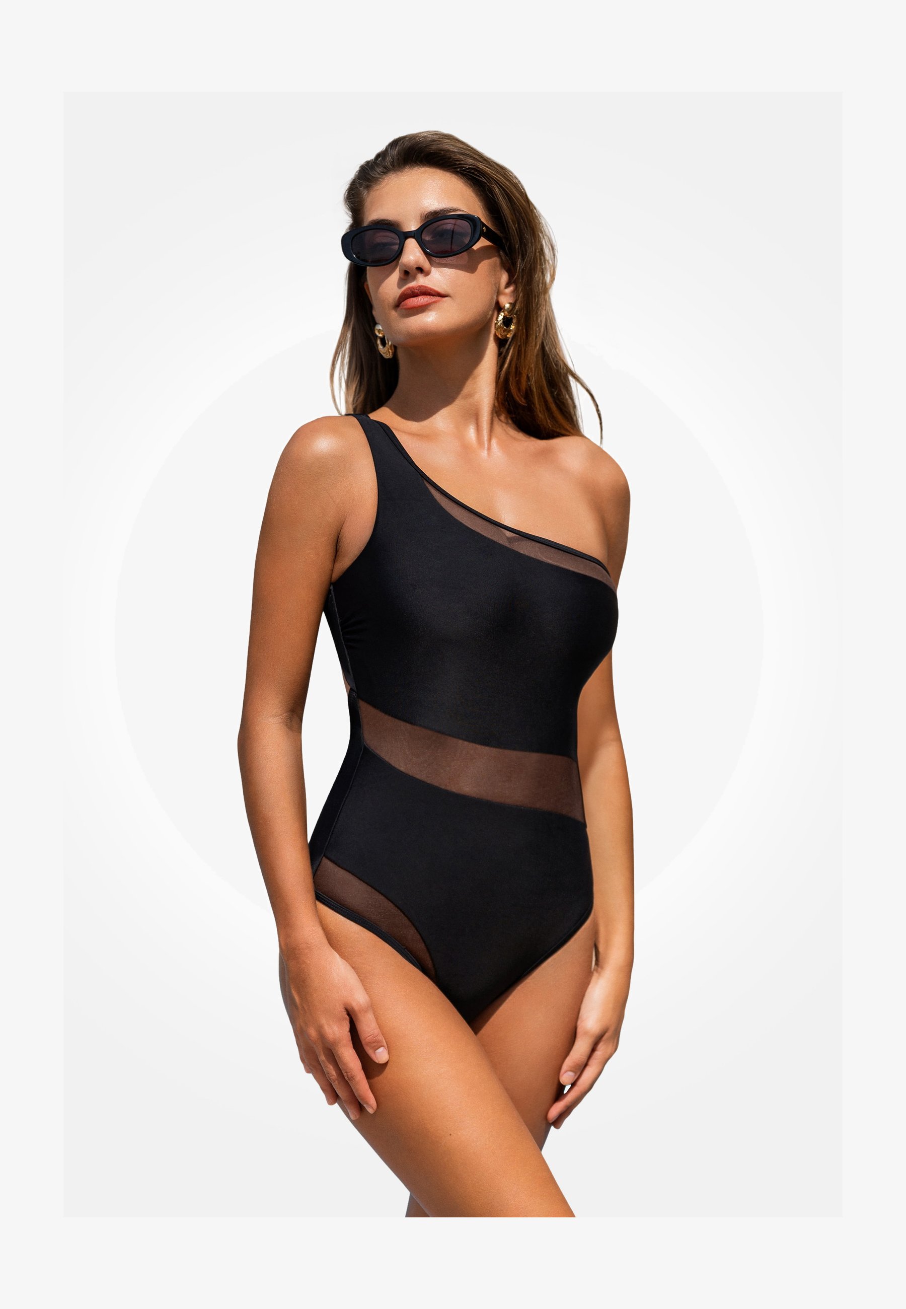 Copricostume Da Spiaggia In Tessuto Rete Trasparente Donna - Floerns, Manica Corta, Nero